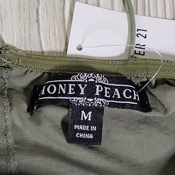 Forever 21 Ruched Toggle Drawstring Green Mini Dress Womens Size Medium NWT - Picture 9 of 12